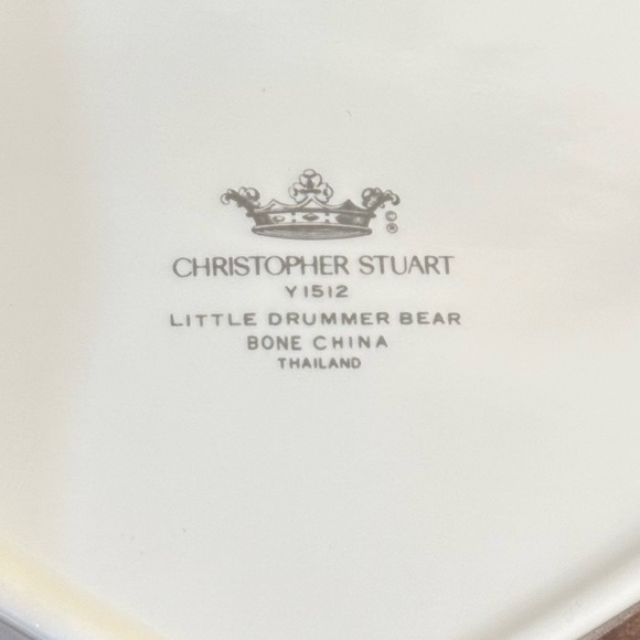🎄VTG 1990s Christopher Stuart Little Drummer Bear Bone China Heart Trinket Dish - Picture 7 of 7